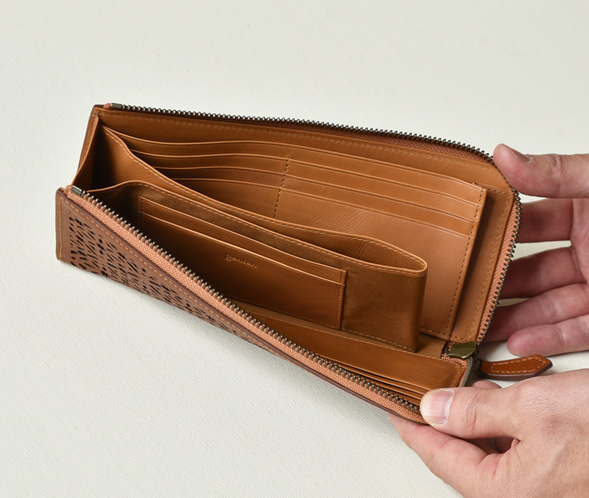 ダイヤカットワーク　Lファスナー長財布 詳細画像 チャ 21