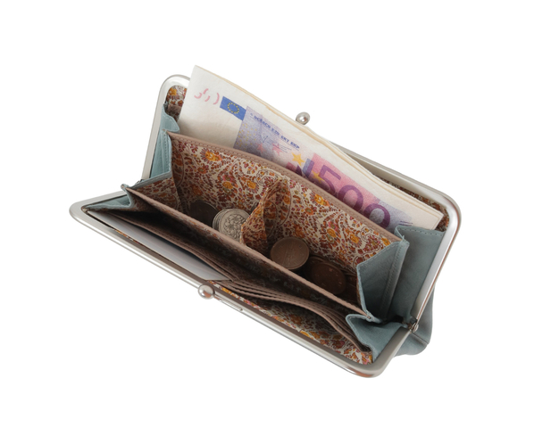 アンティーコ&times;LIBERTY 口金長財布 詳細画像 スモーキーサックス 8